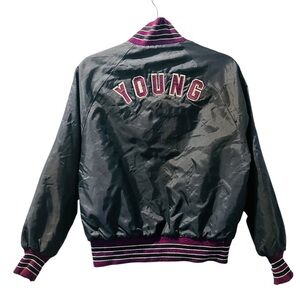 DeLong Vintage Bomber Jacket "Young" Patch Sports Jacket Size Youth XL Sports